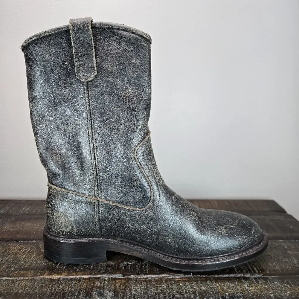 Allen Edmonds Dallas Roper Mens Size 9 D Leather Boots Husk Brown 7549